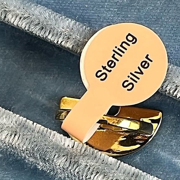 Boho Sterling Silver Gold Clad Rainbow Ring size 5 - Picture 4 of 8